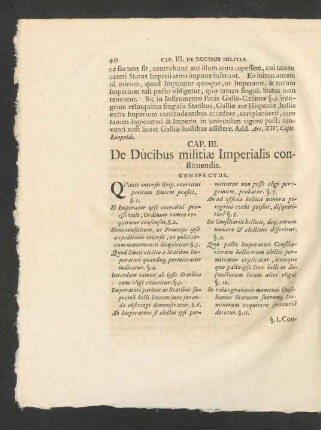 Cap. III. De Ducibus militiae Imperialis constituendis.