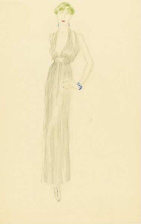 Dame in silbernem Abendkleid