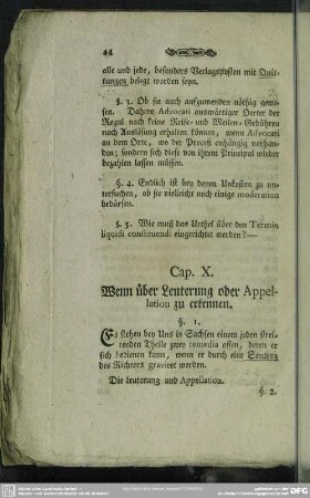 Cap. X. Wenn über Leuterung oder Appellation zu erkennen