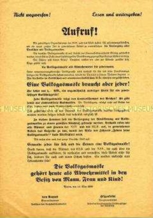 Aufruf! Eine Volksgasmaske braucht aber jeder!