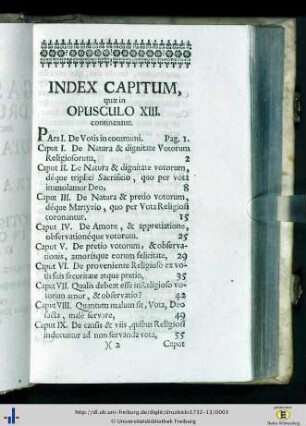 Index capitum, quae in opusculo XIII. continentur.