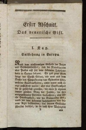 Erster Abschnitt. Das venerische Gift.