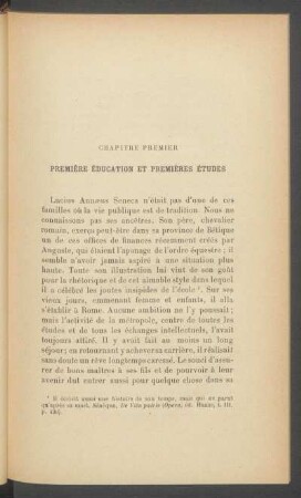 Chapitre premier - Première éducation et premières études