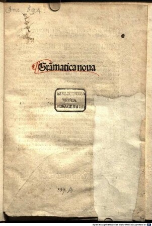 Grammatica nova : mit Vorrede von Johannes Cassis und mit Brief von Matthaeus Moretus an Cassis