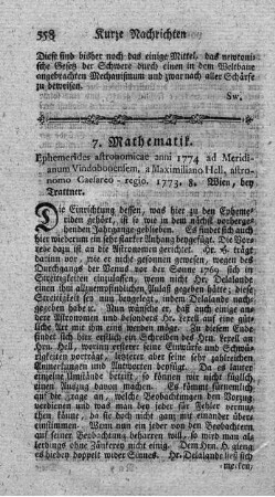 : Ephemerides astronomicae anni 1774 ad meridianum Vindobonensem.