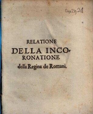 Relatione dell' Incoronatione della Regina de Romani