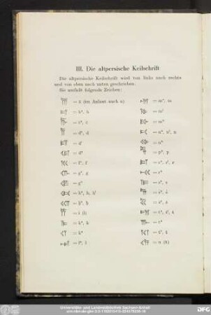 III. Die altpersische Keilschrift