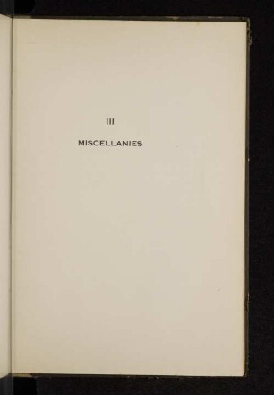 III Miscellanies