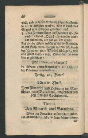 Titul I. Vom Abmarsch eines Bataillons