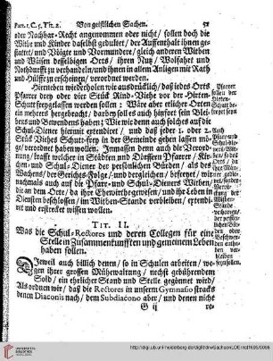 Part1, Caput V. Von Immunitäten und Befreyung der Kirchen- und Schul-Diener/und dero Wittwen