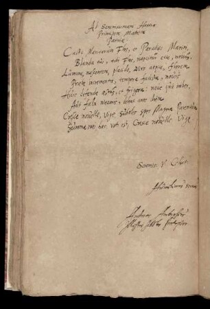 Ambrosius, Andreas: Ad serenissimam Hassiae principem, matrem patriae; Gratulationsgedicht in 4 Distichen; 1617 [Mai 9]