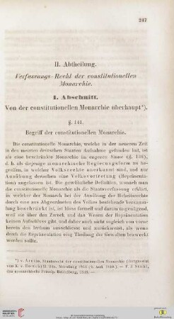 II. Abtheilung: Verfassungs-Recht der constitutionellen Monarchie