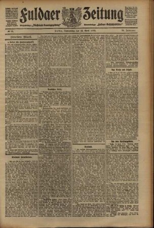 Zweite Ausgabe vom Donnerstag, den 22. April 1909.