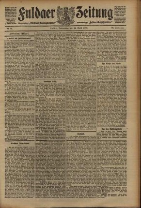 Zweite Ausgabe vom Donnerstag, den 22. April 1909.