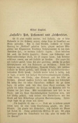 Elftes Kapitel. Lassalle's Tod, Testament und Leichenfeier