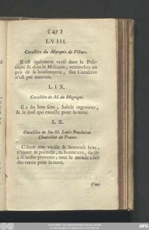 LVIII. Caractére du Marquis de Villars.