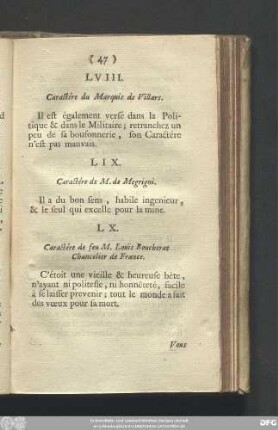 LVIII. Caractére du Marquis de Villars.