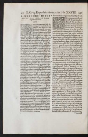 B. Gregorii In Iob Expositionis Moralis Liber vigesimus octavus.
