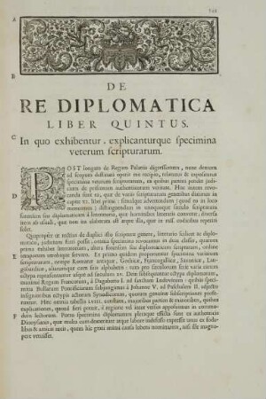 Liber Quintus. In quo exhibentur, explicanturque specimina veterum scripturarum.