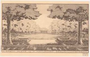 Platz 19, Berlin-Mahlsdorf: Perspektivische Ansicht mit Blick auf die Platzanlage, Stempel