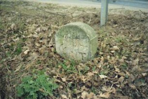 Wolkenwehe: bei Grenze zu Nütschau: an Kreisstraße 64 (Lindenstraße): Grenzstein [Nr. 70] zwischen Adligem Gut Blumendorf und Adligem Gut Nütschau: Stein vor Ausgraben