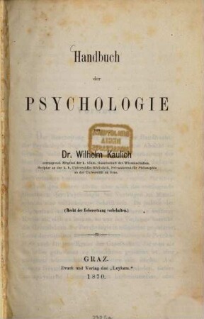 Handbuch der Psychologie