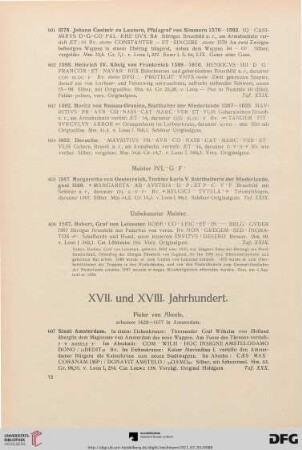 XVII. und XVIII. Jahrhundert (Nr. 607-628)
