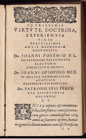 Clarissimis Virtute, Doctrina, Experientia