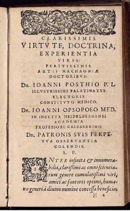 Clarissimis Virtute, Doctrina, Experientia
