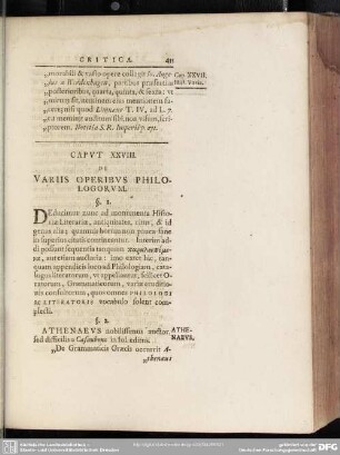 Caput XXVIII. De Variis Operibus Philologorum