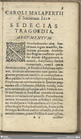 Sedecias Tragoedia