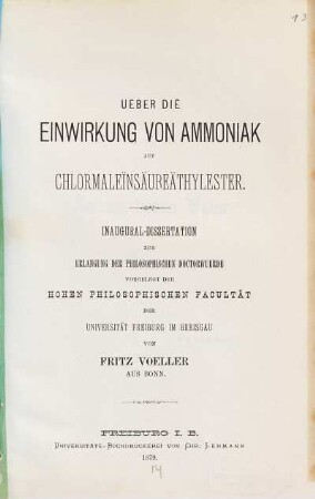 Ueber die Einwirkung von Ammoniak auf Chlormaleinsäureäthylester