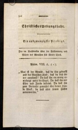 326-340, Ein und zwanzigste Predigt