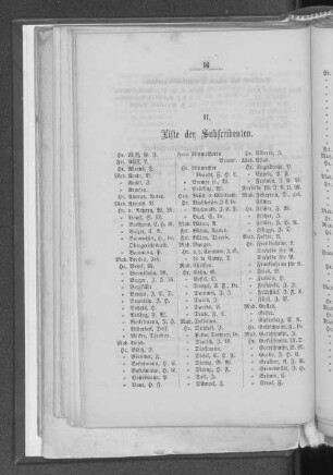 II. Liste der Subscribenten.