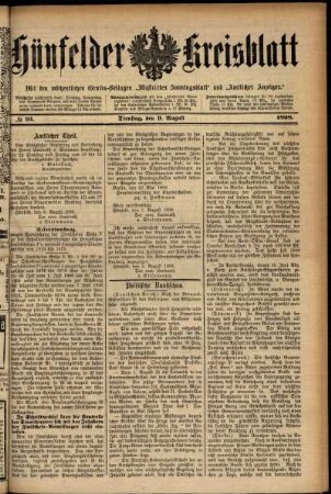 Ausgabe vom Dienstag, den 09. August 1898.