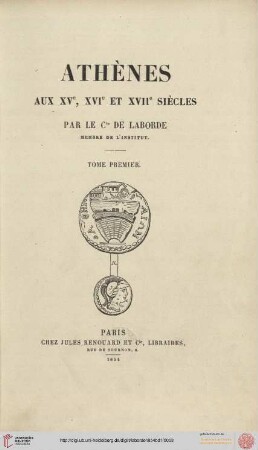 Band 1: Athènes aux XVe, XVIe et XVIIe siècles
