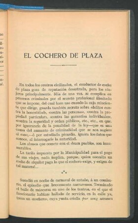 El cochero de plaza