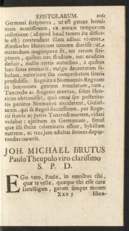 Joh. Michael Brutus Paulo Theupulo viro clarissimo S. P. D.