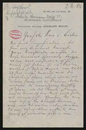 Brief an Hans von Bülow : 02.02.1882