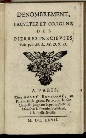 Denombrement, Facultez Et Origine Des Pierres Precieuses