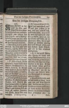 Von der Heiligen Dreyeinigkeit.