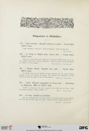 Plaquettes et médailles (No. 779- 803)