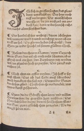 JCh steh in grossen sorgen/ des glau=||bens wircklichkeyt/