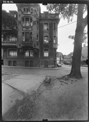 Cottbus-Mitte, Töpferstraße 2. Wohnhaus (1906-1907). Straßenfront (Teilansicht)
