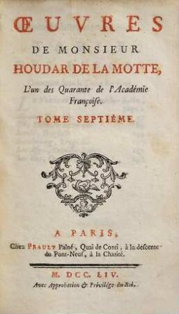 Oeuvres De Monsieur Houdar De La Motte, ..., 7