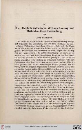 Über Hebbels ästhetische Weltanschauung und Methoden ihrer Feststellung