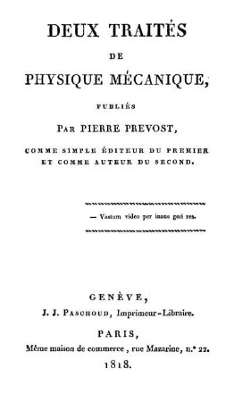 Deux traités de physique mécanique