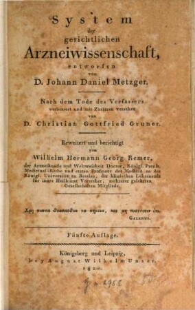 System der gerichtlichen Arzneiwissenschaft