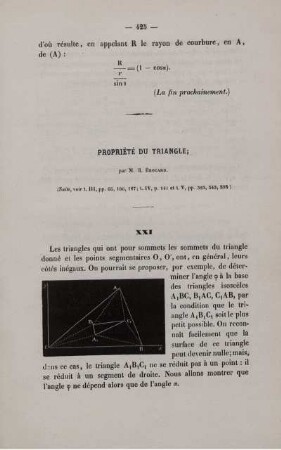 Propriété du triangle.