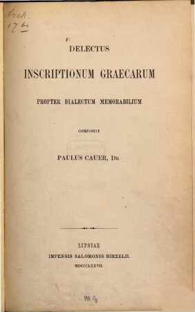 Delectus inscriptionum Graecarum propter dialectum memorabilium
